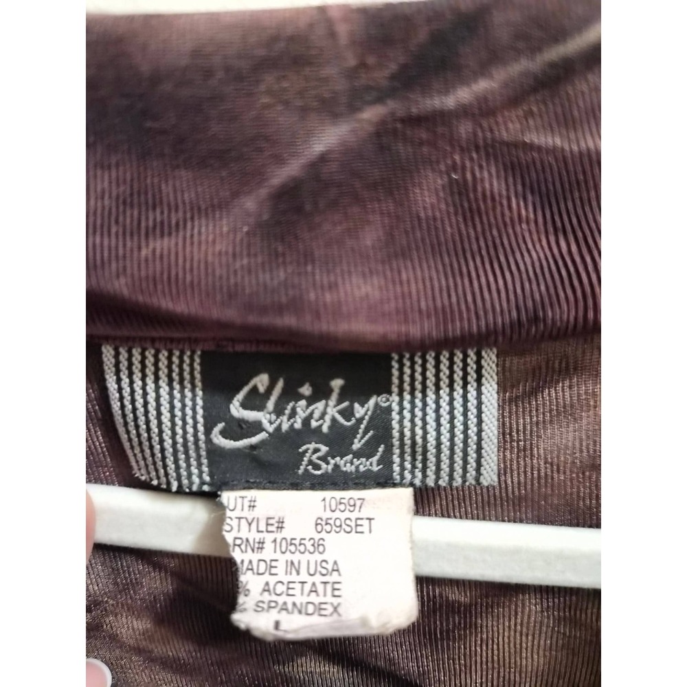 Slinky Brand Vintage Y2K Tie Dye Cardigan Green Brown White Collar Large USA - Picture 2 of 4